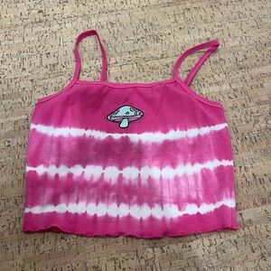 dELiA*s Pink and White Tie-Dye Tank Top